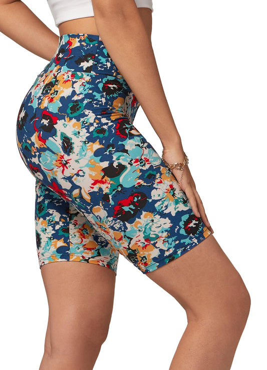 Floral Print Premium Ultra Soft High Waisted Capri Leggings for Women - 3" Wide Band - One Size - PL3-Capri-Bloomsfield-SM