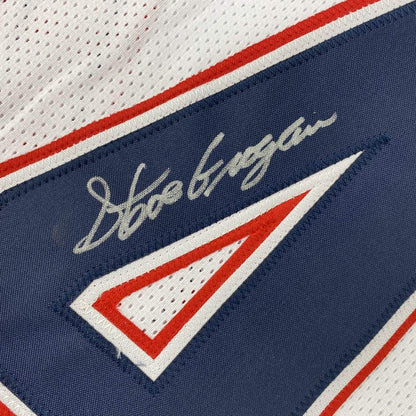 Autographed/Signed Steve Grogan New England White Modern Football Jersey JSA COA
