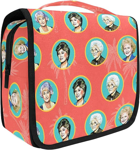 Bad Bananas Golden Girls Merchandise - Large Travel Hanging Toiletry Bag Organizer - Stay Golden - Cosmetic Case for Women