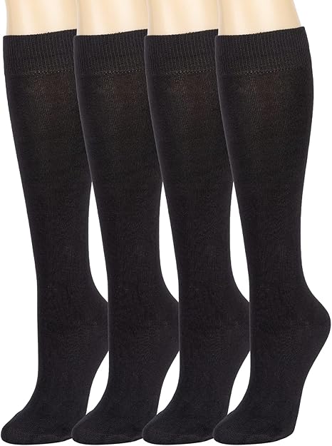 4 Pair Bamboo Knee High Socks Thin Casual Dress Socks Breathable Lightweight Stockings