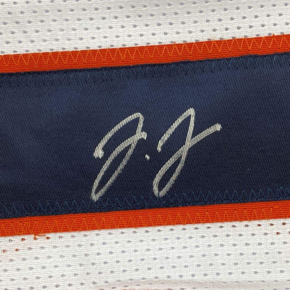 Autographed/Signed Jerry Jeudy Denver White Football Jersey JSA COA