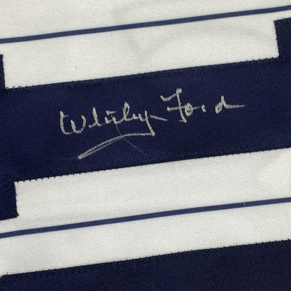Autographed/Signed Whitey Ford New York Pinstripe Baseball Jersey PSA/DNA COA #2