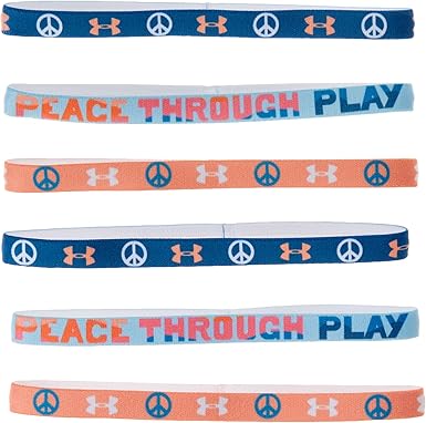 Under Armour girls Graphic Headbands 6-pack, (426) Varsity Blue/Blizzard/Bubble Peach, One Size