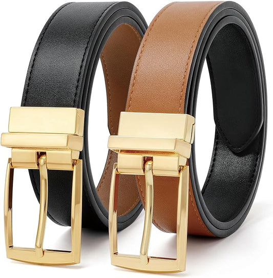 VONMELLI Boys Reversible Leather Belt School Uniform Casual Jeans Pants Belt for Kids