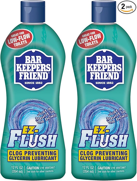 Bar Keepers Friend EZ-Flush Toilet Flushing Aid (2 x 12 oz) Liquid Plumber to Help Prevent Clogged Toilets - Reduces Clogging, Odor & Residue, Ideal for Low-Flow, Boat & RV Toilets, Citrus Fragrance