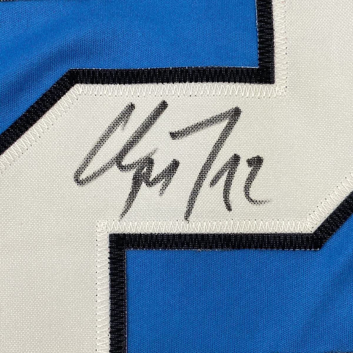 Autographed/Signed Christian McCaffrey Carolina Blue Football Jersey Beckett BAS COA
