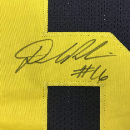 Autographed/Signed Denard Robinson Michigan Blue College Football Jersey JSA COA