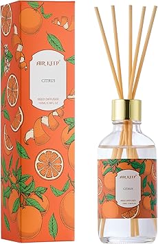 Airkeep Reed Diffuser Oil Set with Reed Sticks, Citrus Aromatherapy Oil Scent Diffuser for Home Office Bathroom Decoration Perfume and Gifts 3.38oz/100ml