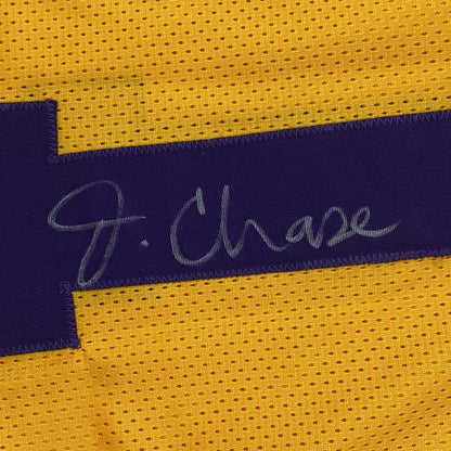 Autographed/Signed Ja'Marr Chase LSU Yellow College Football Jersey JSA COA