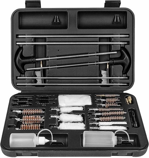 Universal Gun Cleaning Kit for Pistol, Shotgun, Rifle, Handgun, Airgun, Revolver, Cleaning Kit with Brushes, Jags, Slotted Tips, Portable Case