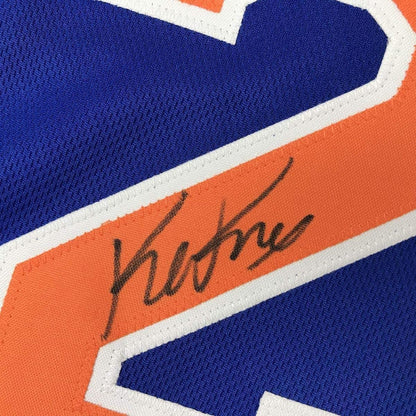 Framed Autographed/Signed Kevin Knox 35x39 New York Blue Basketball Jersey JSA COA
