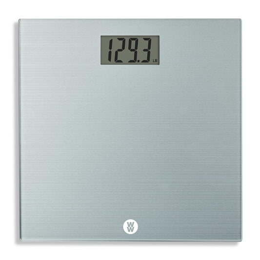 Weight Watchers Scales by Conair Bathroom Scale for Body Weight, Easy To Read Scale, Glass Body Scale Measures Weight Up to 400 Lbs. in Chic Glass