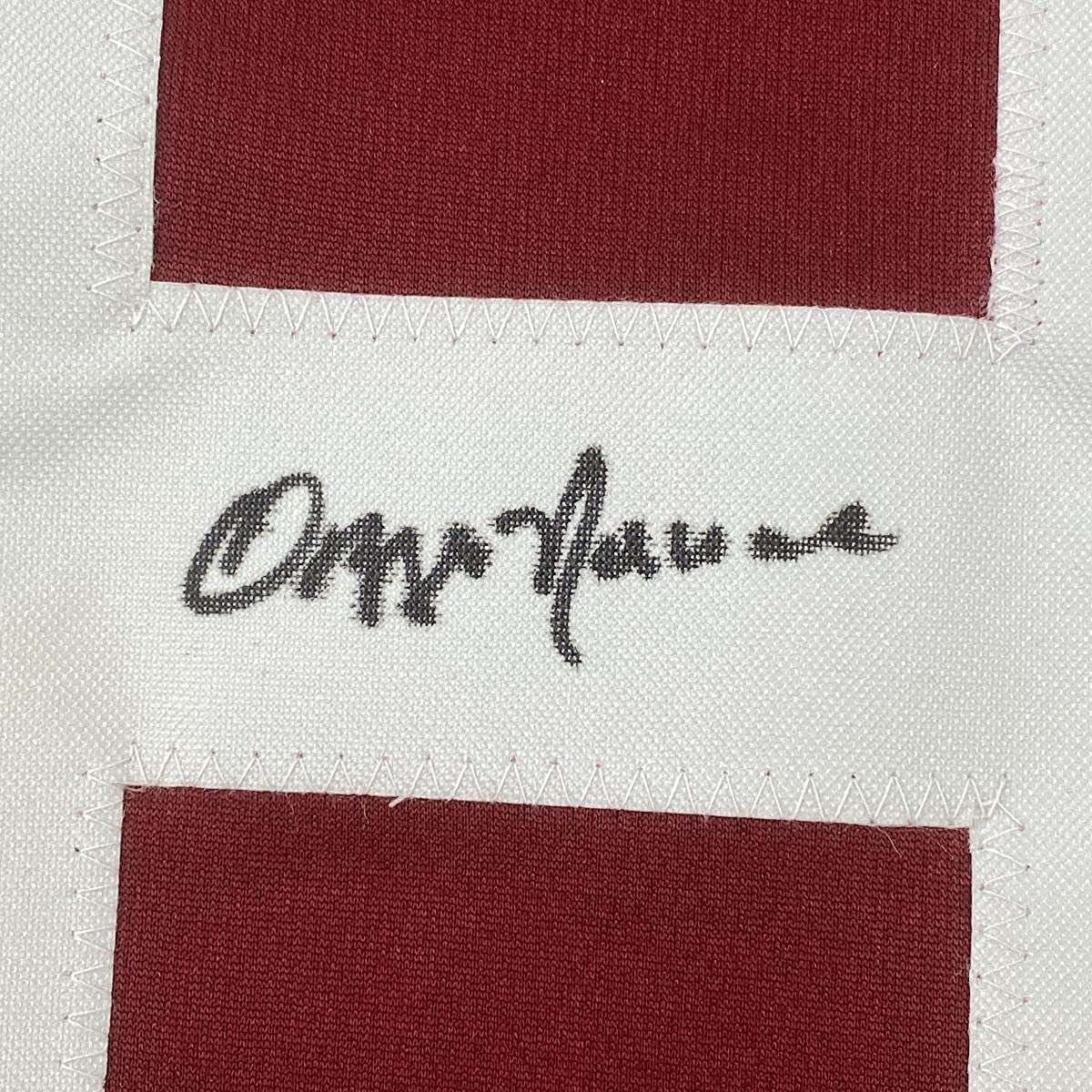 Framed Autographed/Signed Ozzie Newsome 35x39 Alabama Red College Football Jersey JSA COA