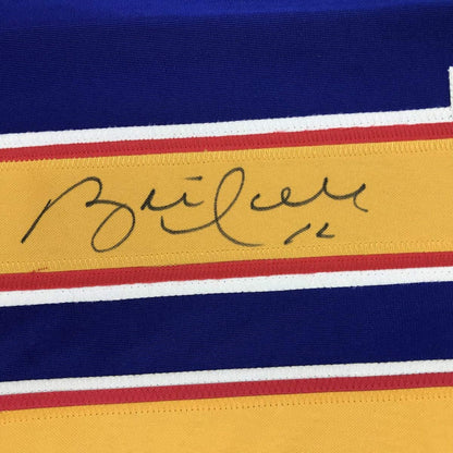 Autographed/Signed Brett Hull St. Louis Blue Hockey Jersey Beckett BAS COA