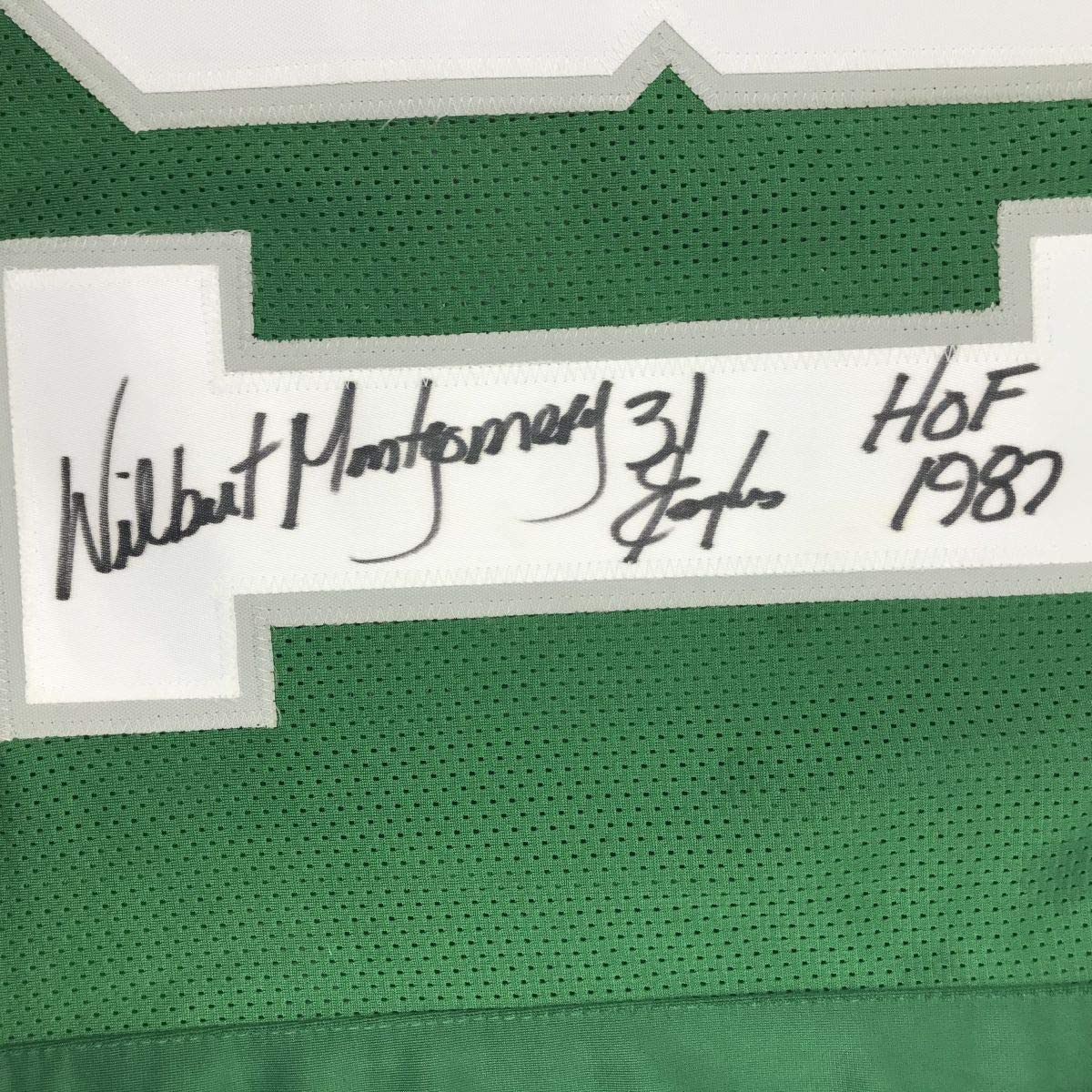 Autographed/Signed Wilbert Montgomery Philadelphia Green Stat Football Jersey PSA/DNA COA