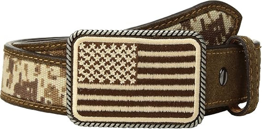 ARIAT Youth Boys Sport Patriot USA Flag Belt, Medium Brown, 28