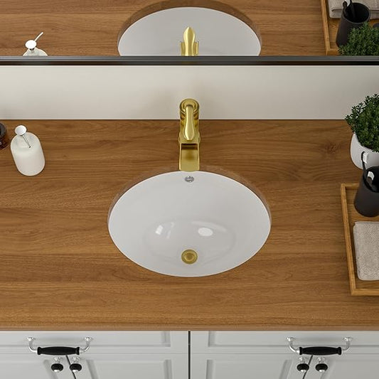 Logmey 16 In Undermount Bathroom Sink Oval -16x13 Inch Bathroom Sink Pure White Oval Porcelain Ceramic Lavatory Vanity Vessel Sink Bowl Basin