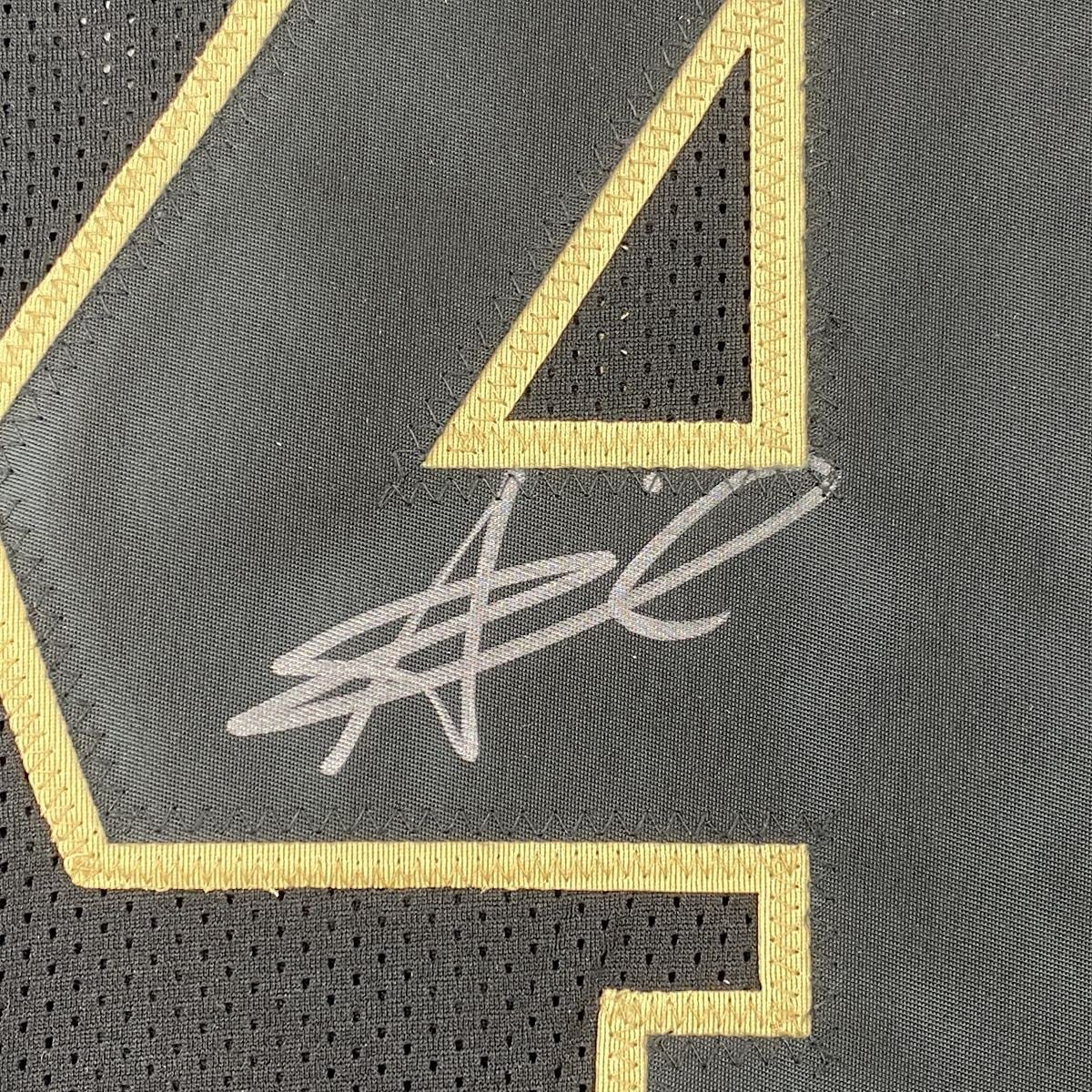 Autographed/Signed Alvin Kamara New Orleans Blackout Football Jersey Beckett BAS COA