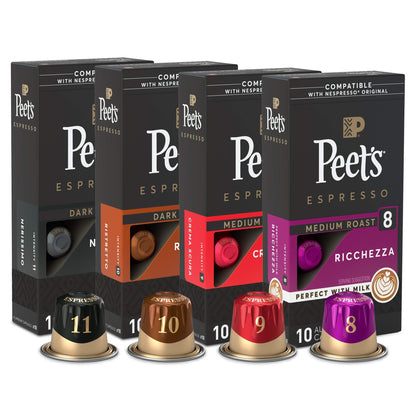 Peet's Coffee Gifts, Espresso Coffee Pods Variety Pack, Dark & Medium, 40 Count