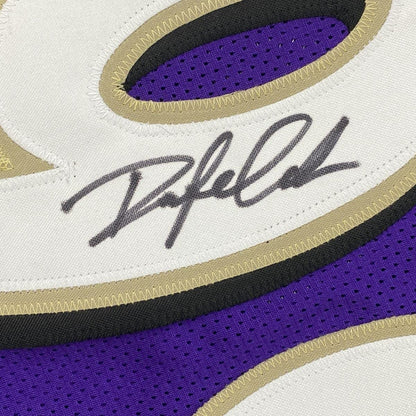 Framed Autographed/Signed Odafe Oweh 35x39 Baltimore Purple Football Jersey JSA COA