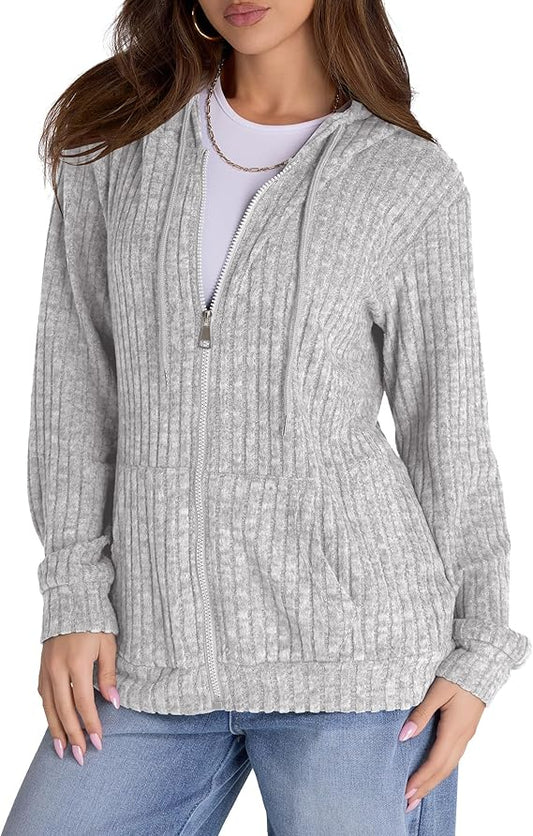 Zip Up Hoodie Women Oversized Sweatshirt Long Sleeve 2024 Fall Outfit Lightweight Jackets Workout Clothes