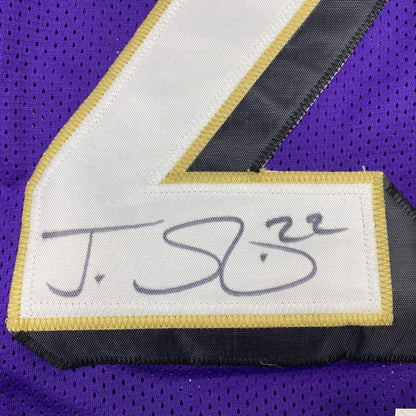 Autographed/Signed Jimmy Smith Baltimore Purple Football Jersey JSA COA