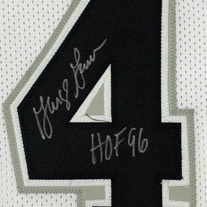 Autographed/Signed George Gervin HOF 96 San Antonio White Basketball Jersey JSA COA