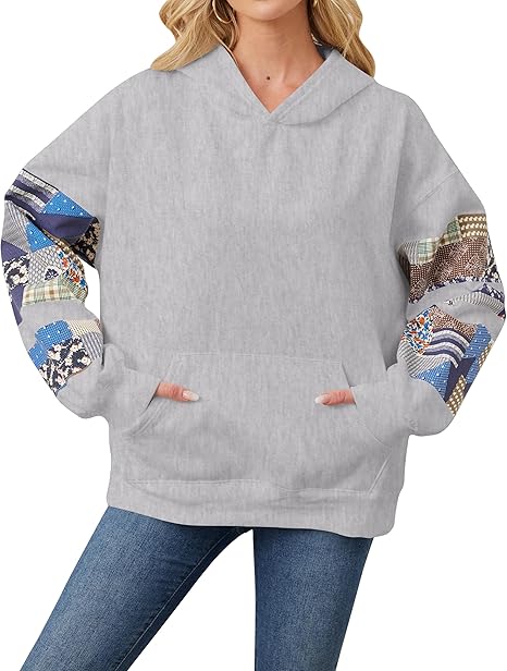 Graphic Hoodies for Women Oversized Floral Print Fleece Hooded Sweatshirts Long Sleeve Y2k Boyfriend Pullover Tops