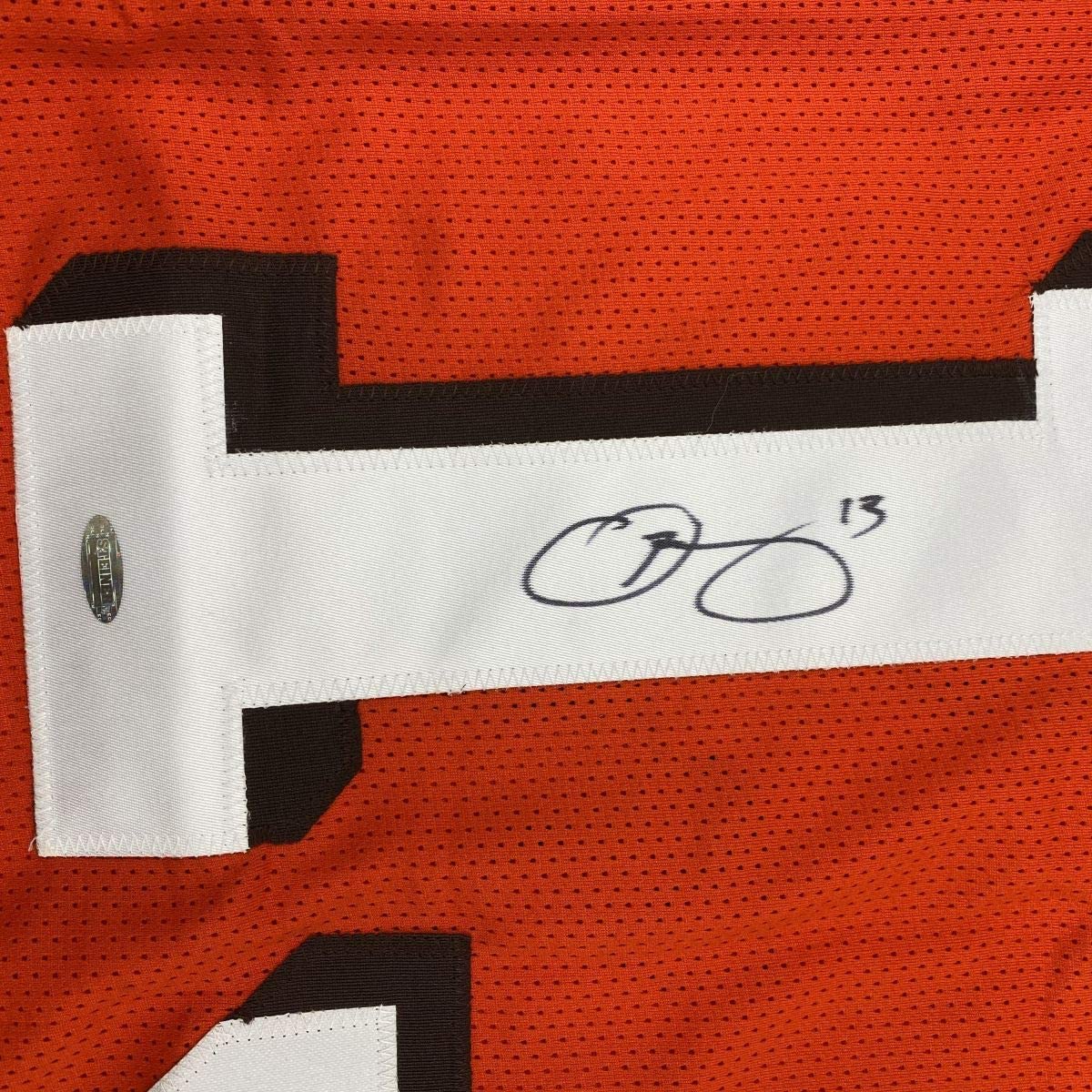 Autographed/Signed Odell Beckham Jr. Cleveland Orange Football Jersey Steiner Sports COA Hologram Only