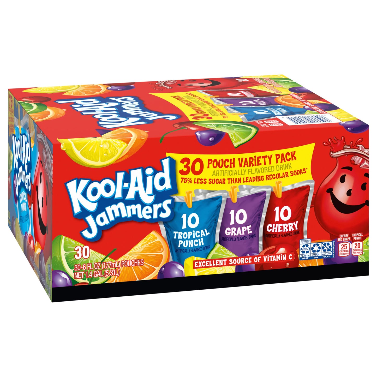Kool-Aid Jammers Variety Pack - Flavored Drink Pouches (30 Count, 6 oz Each)