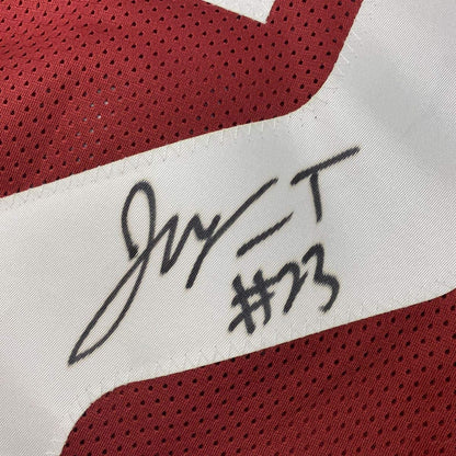 Autographed/Signed Jonathan Taylor Wisconsin Red College Football Jersey Beckett BAS COA