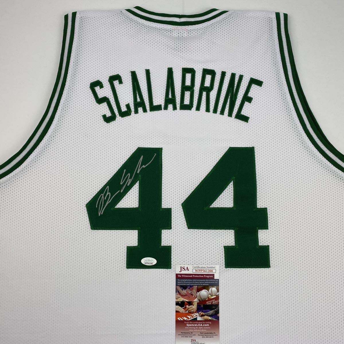 Autographed/Signed Brian Scalabrine Boston White Basketball Jersey JSA COA