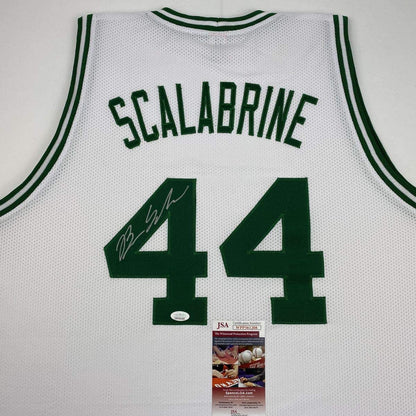 Autographed/Signed Brian Scalabrine Boston White Basketball Jersey JSA COA