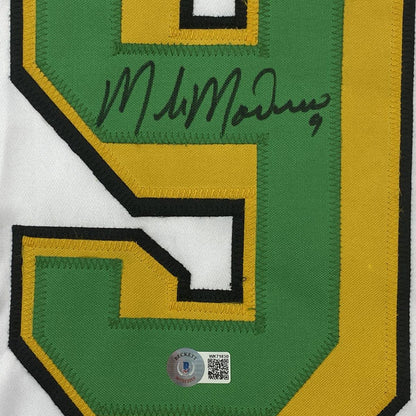 Autographed/Signed Mike Modano Minnesota White Hockey Jersey Beckett BAS COA