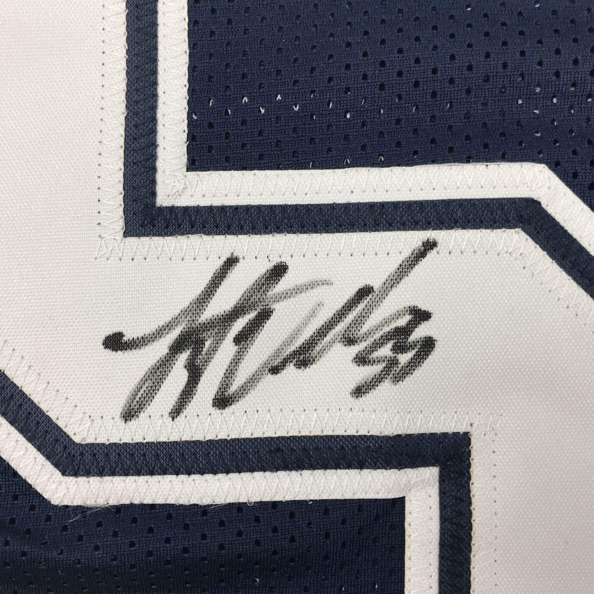 Autographed/Signed Leighton Vander Esch Dallas Dark Blue Football Jersey JSA COA