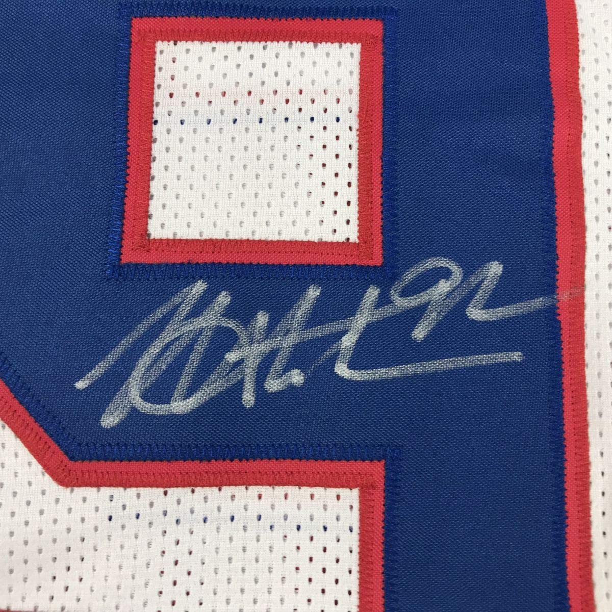 Autographed/Signed Michael Strahan New York Color Rush Football Jersey JSA COA