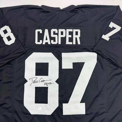 Autographed/Signed Dave Casper HOF 02 Oakland Las Vegas Black Football Jersey Beckett BAS COA
