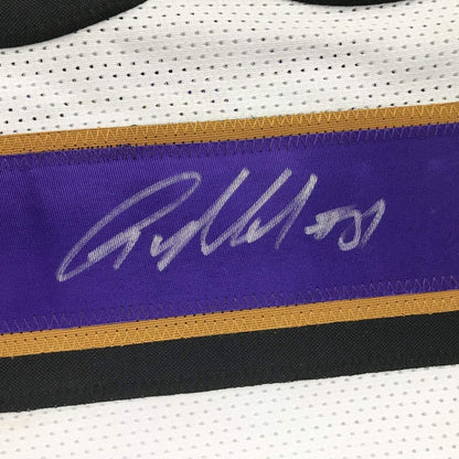 Framed Autographed/Signed Anquan Boldin 35x39 Baltimore White Football Jersey Beckett BAS COA