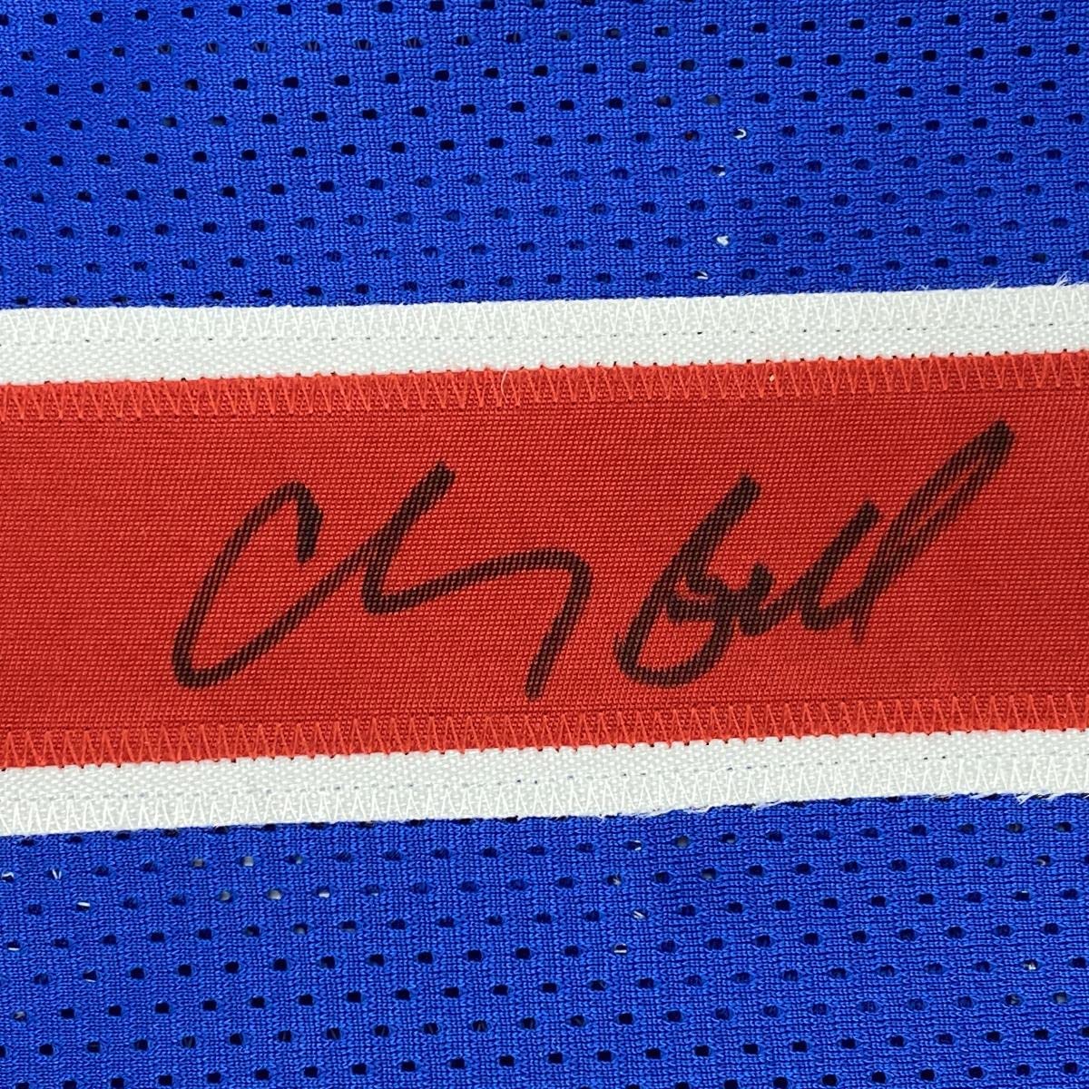 Autographed/Signed Chauncey Billups Detroit Blue Stat Basketball Jersey JSA COA