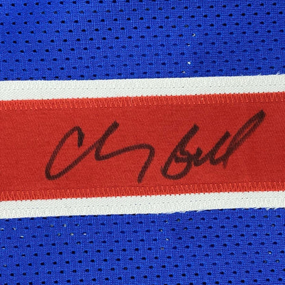 Autographed/Signed Chauncey Billups Detroit Blue Stat Basketball Jersey JSA COA