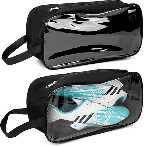 Linkidea 2 Pack Soccer Shoe Carrying Bag, Soccer Cleats Storage Bag, Fit Up to US Men Size 13 Soccer Shoes, Compact Soccer Boots Duffle Bag with Water Resistant Design (Black)