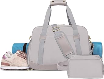 Sports Gym Bag for Women, Sports Duffle Bag with Shoe Compartment & Wet Pocket, Travel Weekender Overnight Bag Fitness Yoga Bag for Women Small