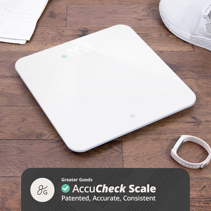 Greater Goods AccuCheck Scale for Body Weight, Bathroom Scale, Designed in St Louis, Ash Grey