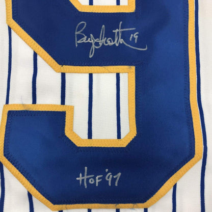 Autographed/Signed Robin Yount HOF 97 Milwaukee Pinstripe Baseball Jersey JSA COA