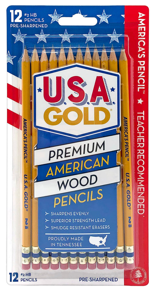 Write Dudes USA Gold Premium Cedar No. 2 Pre-Sharpened Pencils 12-Count (DDR56)