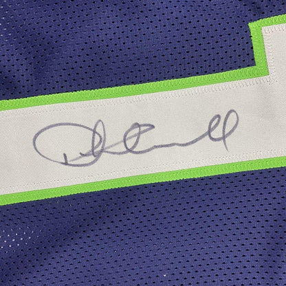 Autographed/Signed Coach Pete Carroll Seattle Blue Football Jersey Beckett BAS COA