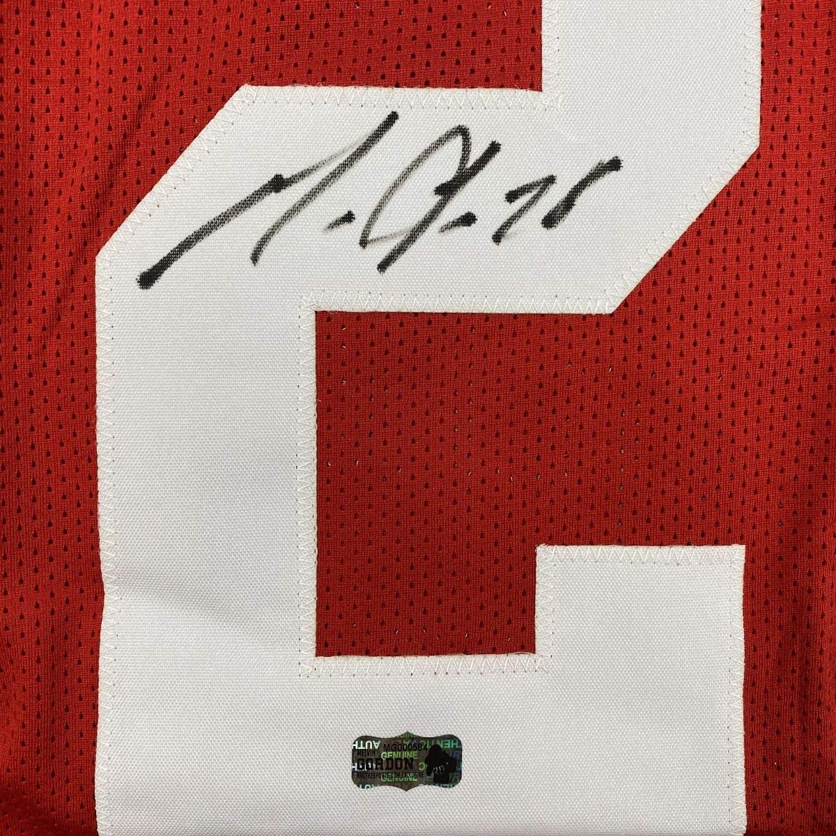 Autographed/Signed Melvin Gordon III Wisconsin Red Stat College Football Jersey Athlete Hologram COA