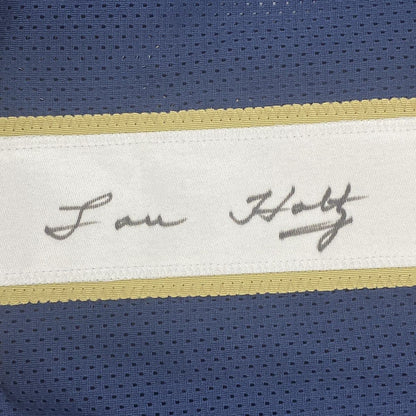 Autographed/Signed Lou Holtz Notre Dame Blue College Football Jersey JSA COA
