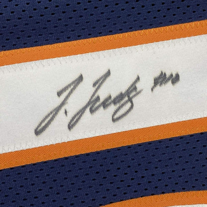 Autographed/Signed Jerry Jeudy Denver Blue Football Jersey JSA COA
