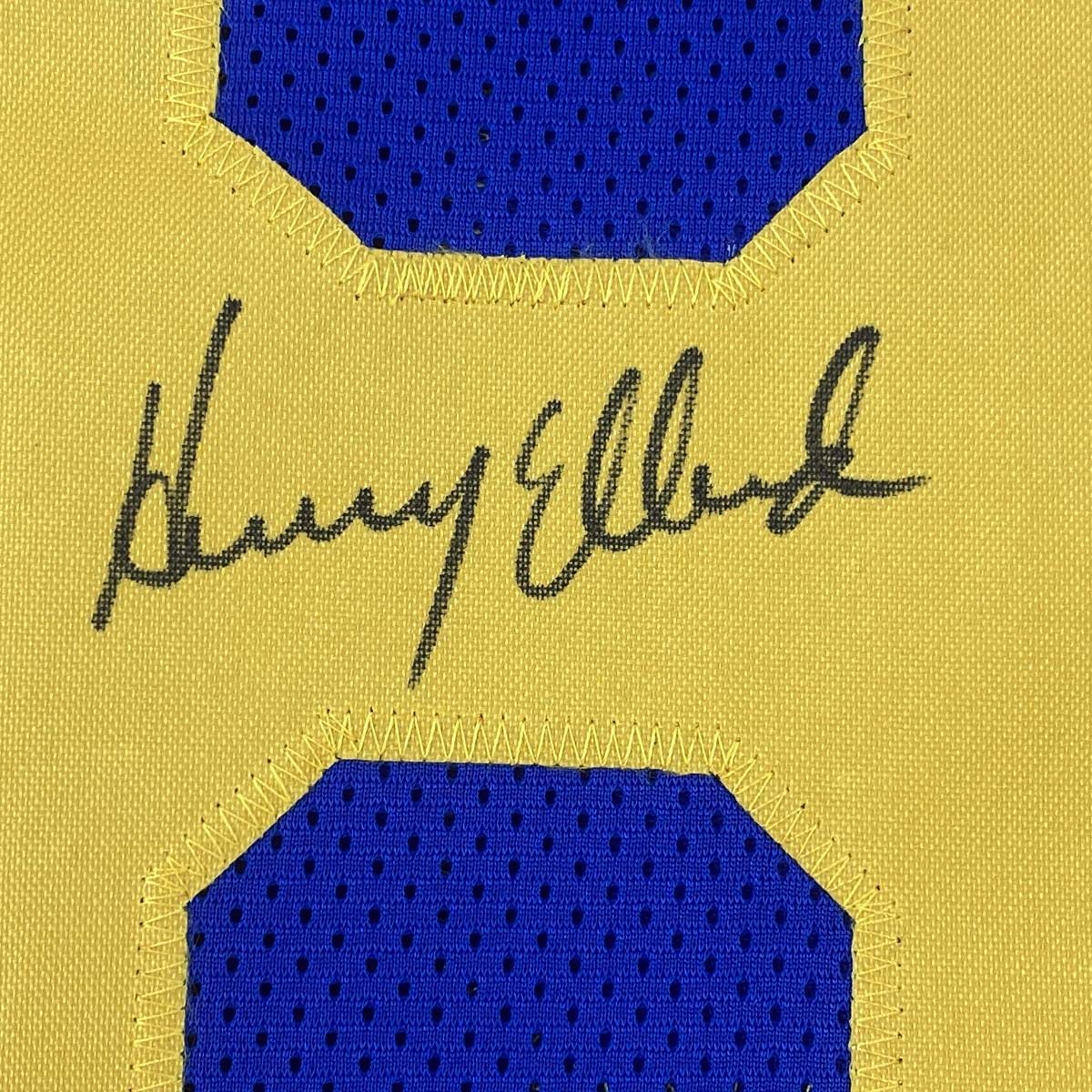 Autographed/Signed Henry Ellard Los Angeles LA Blue Football Jersey JSA COA
